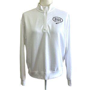 Nike White Varsity 1/4 Zip Pullover Top Sweater